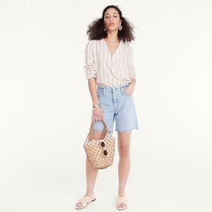 NWT Jcrew Mid length denim shorts in dandelion wash 28